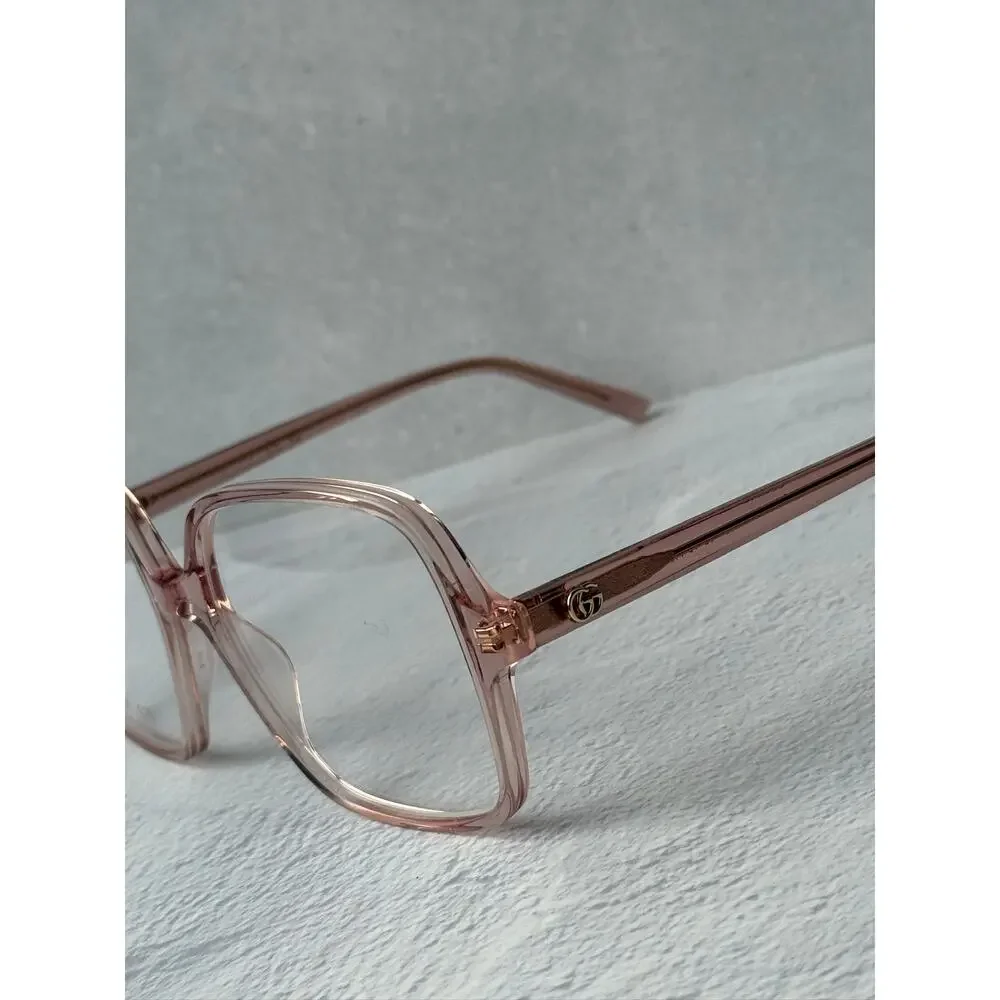 NEW Gucci GG1994O Transparent Pink Square Eyeglasses Frames